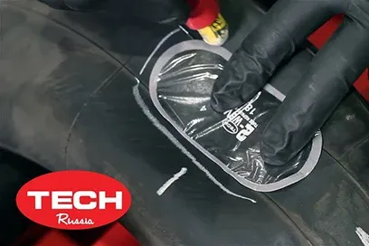 Шиномонтаж ремонт шины заплаткой
